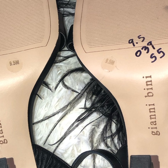 Gianni Bini Black Feathered Heels size 9.5 NWOT - Picture 14 of 15